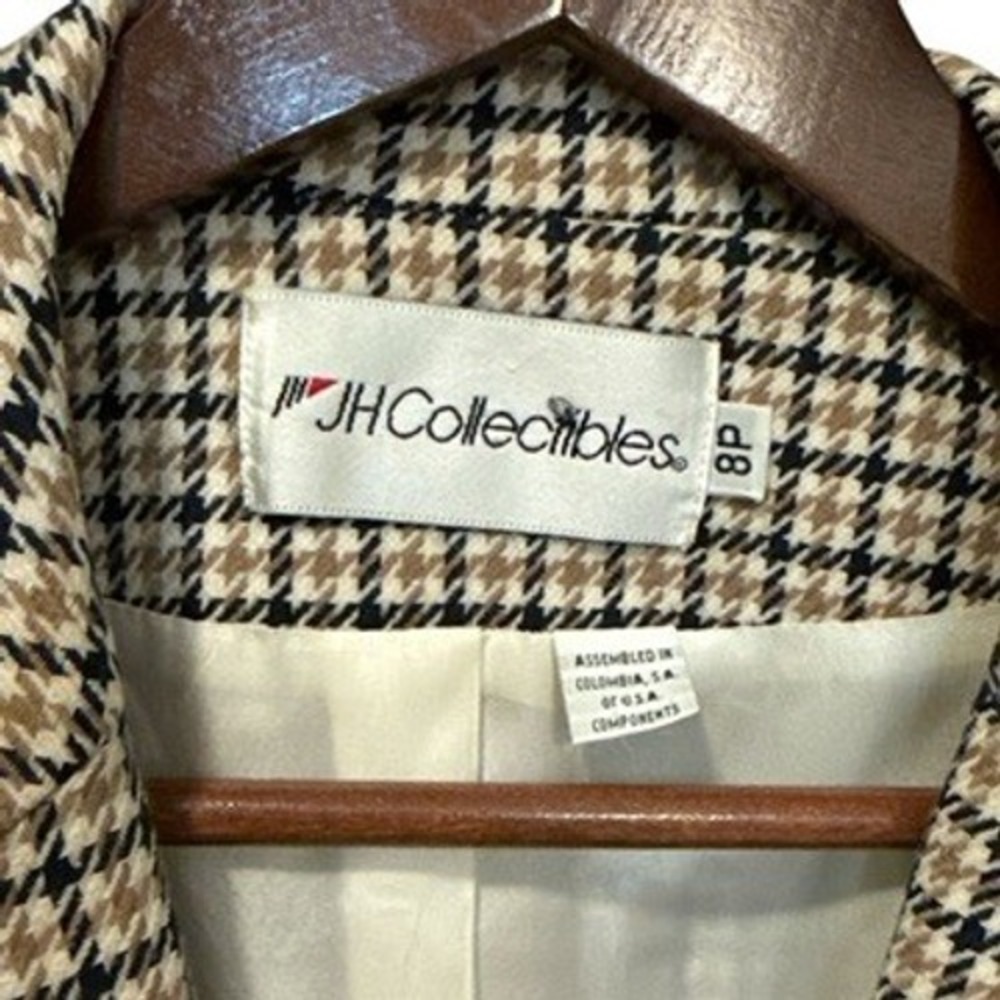 JH Collectibles 90's Vintage 100% Wool Houndstooth‎ Blazer 8P Dark Academia - Picture 2 of 8